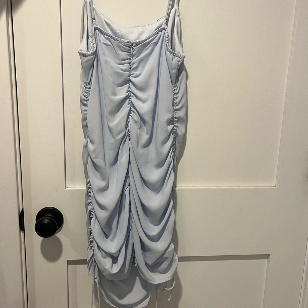 Blue Ruched Mini Dress - Picture 3 of 4